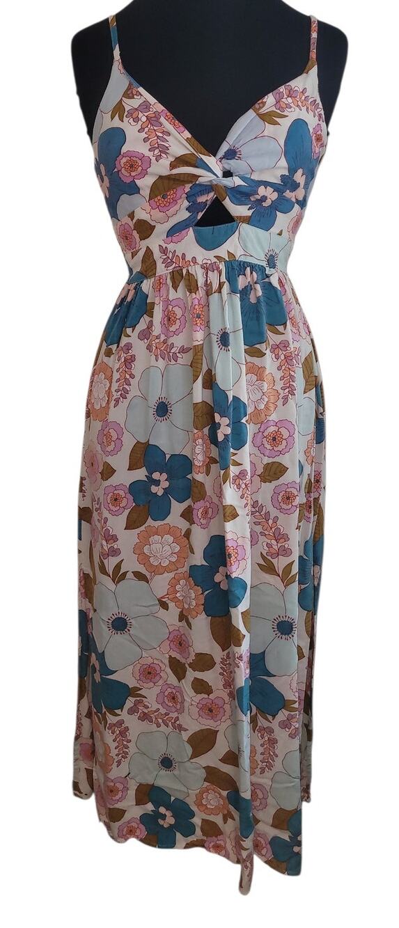 VTG Angie Floral Cutout Maxi Dress Cottagecore Y2K S Boho Prairie Delicate Flowy
